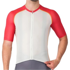 Castelli Мъжка фланелка с къс ръкав за колоездене Castelli Unlimited Endurance 3 Jersey Cycling jersey - Ivory / Rich Red / Vivid Orange - размер XL (056-3892-0115)
