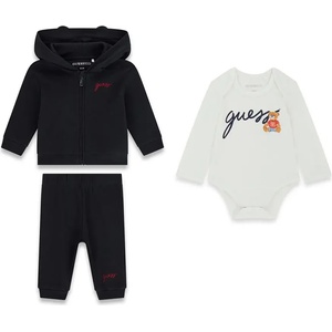 Guess Бебешки памучен комплект от 3 части Guess Eco Bear - Наситено тъмносин класически силует
