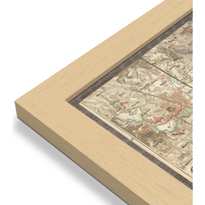 ZES Morava a Slezsko - nástěnná historická mapa 90 x 70 cm Varianta: mapa v dřevěném rámu, Provedení: Pegi přírodní