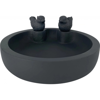 Pítko pro ptáky s figurkami, tmavě šedá, 28 x 29 x 9,5 cm