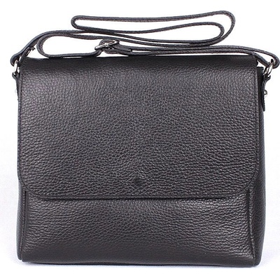Vera Pelle Středně velká kožená crossbody kabelka no. 62 černá