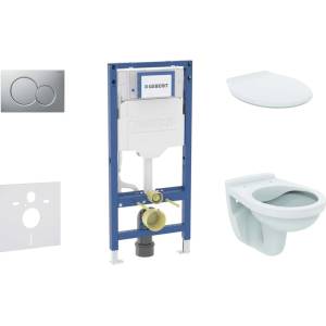 Geberit Duofix - Комплект за монтаж пред стена, тоалетна Alpha и седалка, бутон Sigma01, матов хром SANI11CD2126 (SANI11CD2126)