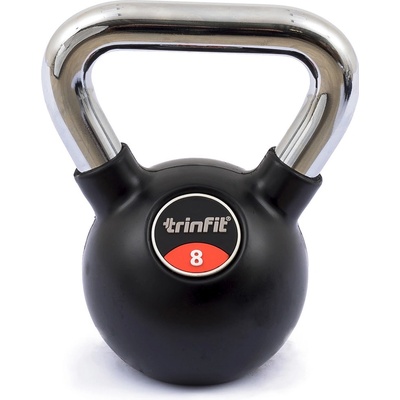 TRINFIT Kettlebell kov guma s chrom madlem 8 kg
