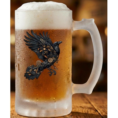 Steampunková vrána Půllitr skleněný 500 ml