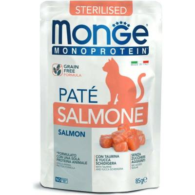 MONGE Monoprotein Paté Sterilised Salmon paštéta pre sterilizované mačky s lososom 85 g