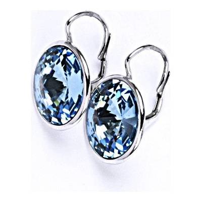 Čištín Stříbrné náušnice krystal Swarovski akvamarin NK 1372
