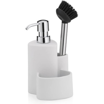 Image 1 of Kela Диспенсър за сапун kela purana с четка и отделения за гъба и тел - 350 мл - бял (kela 12080)