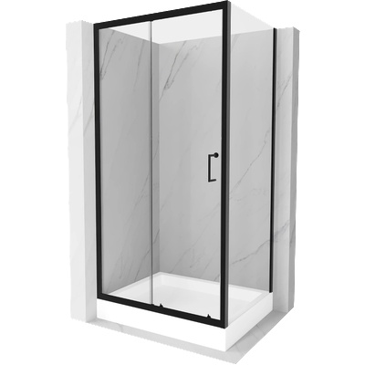 Mexen Apia разтегателна душ кабина 120 x 90 см, прозрачна, черна + корито Rio (840-120-090-70-00-4510)