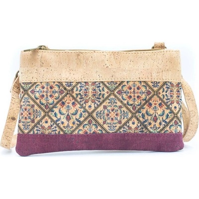 Malá korková crossbody kabelka Modro červená