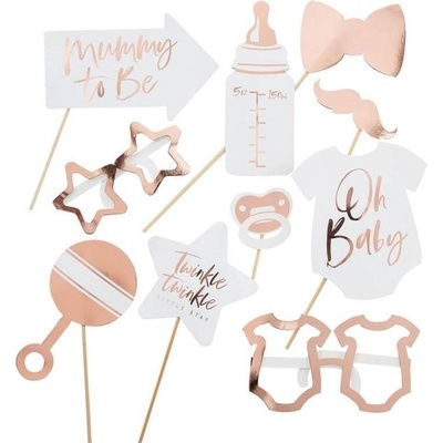 Ginger Ray REKVIZITY do fotokoutku Baby Shower Rose Gold 10ks