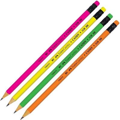 Faber-Castell Молив Candy, чернографитен, HB, с гума, флуоре (1015100120)