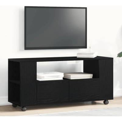 vidaXL ТВ шкаф с колелца, черен дъб, 102x34, 5x43 см, инженерно дърво (862479)