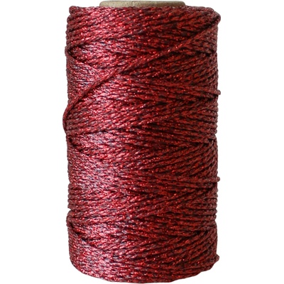 Bella Rose Třpytivý provázek 50 m – Dark Red Metalic, červená barva, textil – Zboží Dáma