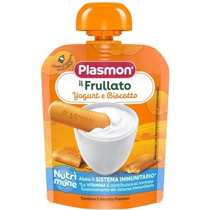 PLASMON Плодова закуска Plasmon Nutri-Mune - Йогурт и бишкоти, 8 м+, 85 g (3202) - ozone