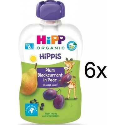 Hipp Bio 100% ovoce Hruška Černý rybíz Švestka 6 x 100 g