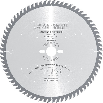 CMT Industrial Pílový kotúč na lamino a DTD - D200x3,2 d30 Z64 HM C28106408M