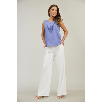 Image 1 of Radek's collection Дамски елегантен панталон със широк крачол цвят слонова кост 61808-102