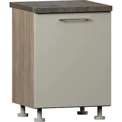 Долен кухненски шкаф Domino Havana L60 дъб хавана и кашмир супер гланц