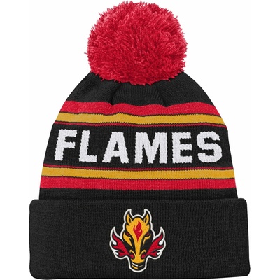 Outerstuff Dětská zimní čepice Calgary Flames NHL 3Rd Jersey Jacquard Cuff Pom