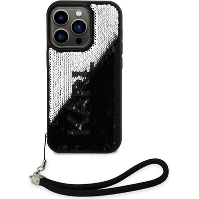 KARL LAGERFELD Калъф Karl Lagerfeld - Sequins Reversible, iPhone 13 Pro, черен/сребрист (3666339128043)