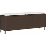 vidaXL Градинска пейка с възглавница сива 110x30x40, 5 cm Поли ратан (4104156)