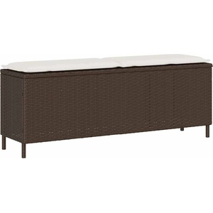 vidaXL Градинска пейка с възглавница сива 110x30x40, 5 cm Поли ратан (4104156)