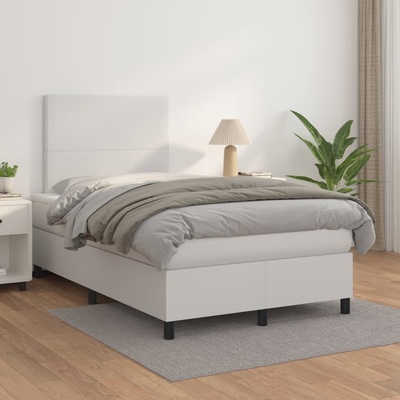 vidaXL Box spring postel s matrací 3142714 umělá kůže bílá