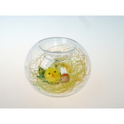 DT GLASS Kulatý svícen s velikonoční dekorací varianta 1