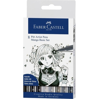 Faber-Castell Маркер Pitt Artist Pen, 8 цвята, Manga Set (1010180115)