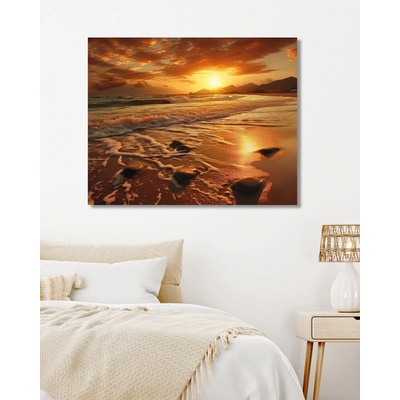 ZUTY Obrazy na stenu - Západ slnka za horami pri mori Rámovanie: vypnuté plátno na rám, Rozmer: 40x50 cm