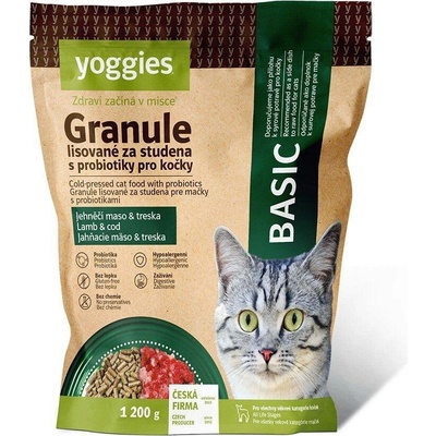 Yoggies Cat Basic granule pro kočky lisované za studena s probiotiky 1,2 kg
