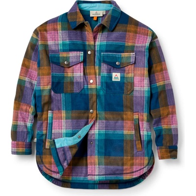 Passenger Дамска риза с копчета Passenger Women's East Recycled Polar Fleece Shirt - Rich Navy Multi Check - размер XS (133-1224-0411)