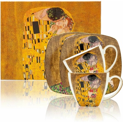 HOME ELEMENTS Porcelánová šálka a podšálka Klimt Bozk zlatý 2 x 250 ml