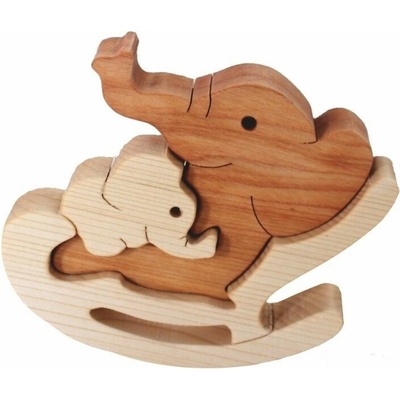 Puzzle AMADEA puzzle houpací slon, masivní dřevo dvou druhů dřevin, 14x12x3 cm (27748-OL)