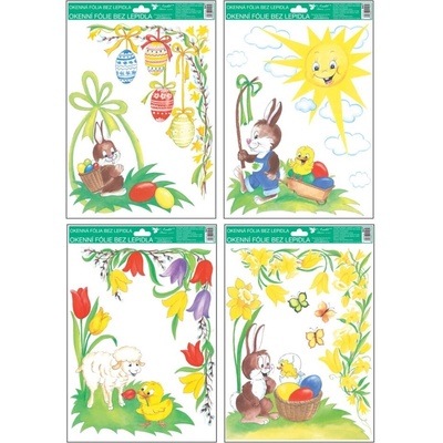 Okenná fólia rohová tradičné veľkonočné motívy 33,5x25,5cm