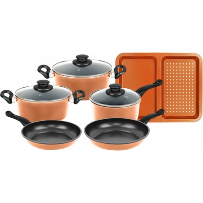 Herzberg HG-04838: 9dílná sada měděného nepřilnavého nádobí