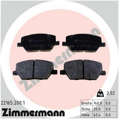 Sada brzdových destiček, kotoučová brzda ZIMMERMANN 22165.200.1
