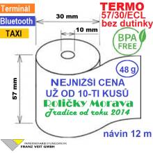 Termo kotouček 57/30/10 BPA 12m bez dutinky (57/30/ECL, 57mm x 12m) Množství: 100 ks kotoučků v kartonu