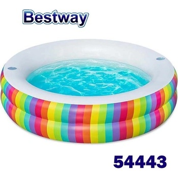 Bestway Детски надуваем басейн, 206x51 см, Bestway 54443 Rainbow Dreams, с поставки за чаши (54443 Rainbow Dreams)