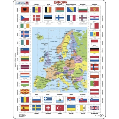 Larsen Vzdělávací Evropa Mapa a vlajky 70 dílků