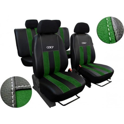 Autopoťah Pok-ter GT zeleno-čierne Alcantara-koža