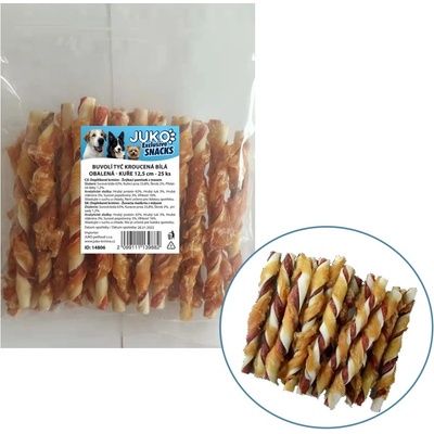 Juko Buvolí tyč kroucená Bílá obalená Kuře 12,5 cm 9-12 g 25 ks