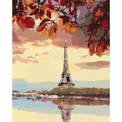 zuty Malování Podle Čísel Eiffelova Věž A Podzimní Listí 80 x 100 Cm Plátno