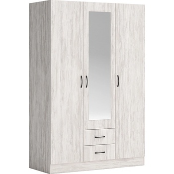 Голд - Аполо Трикрилен гардероб с чекмеджета и огледало АПОЛО 11 дъб бланко