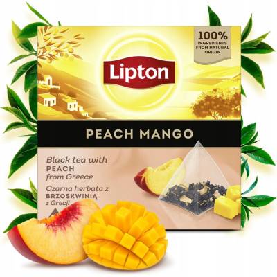 Lipton s broskyňou z Grécka 20 pyramídok 34 g