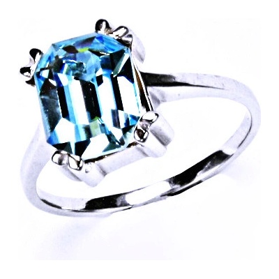 Čištín Stříbrný prsten s krystalem aqua bohemica T 1201
