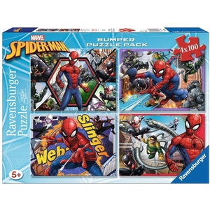 Ravensburger Пъзел Ravensburger от 4 x 100 части - Спайдърмен (06914) - baby
