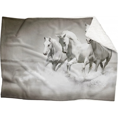 Impar fleece deka Běžící koně Podšití beránkem ANO 200x140