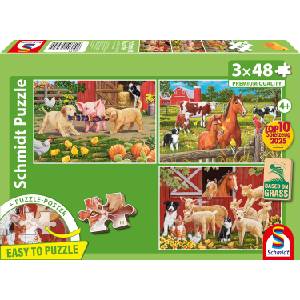 Schmidt Spiele Детски пъзел Schmidt от 3 x 48 части - Животни във фермата (56579) - ozone