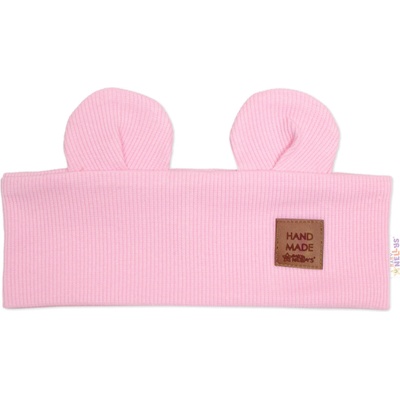 Baby Nellys čelenka Teddy s uškami pre deti Hand Made - ružová